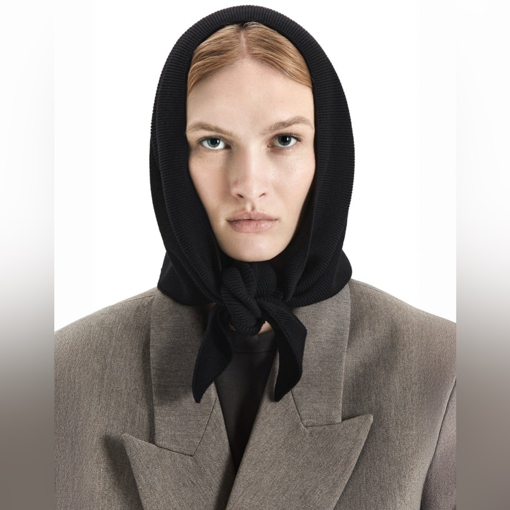 HYER GOODS merino Black Knit Headscarf